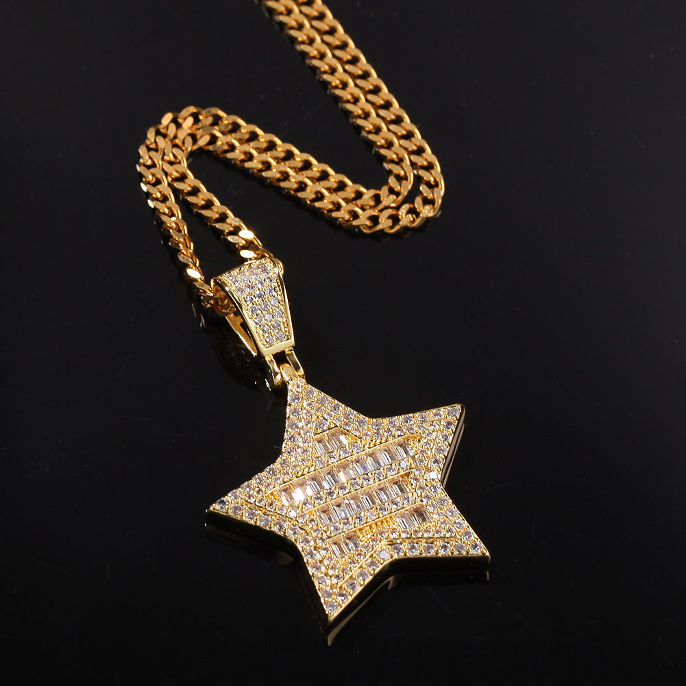 Jewelry Square Circle Zircon Pentagram Pendant Necklace St. Valentine's Spectrum Royalty Angel Pieces