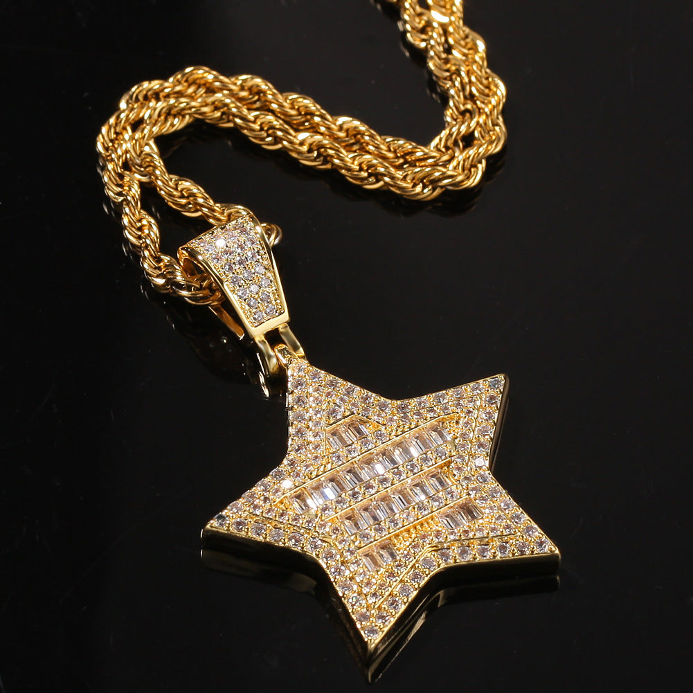 Jewelry Square Circle Zircon Pentagram Pendant Necklace St. Valentine's Spectrum Royalty Angel Pieces