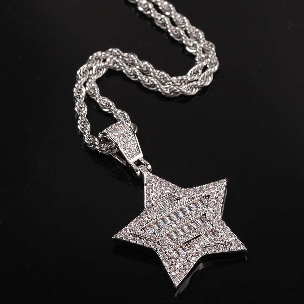 Jewelry Square Circle Zircon Pentagram Pendant Necklace St. Valentine's Spectrum Royalty Angel Pieces