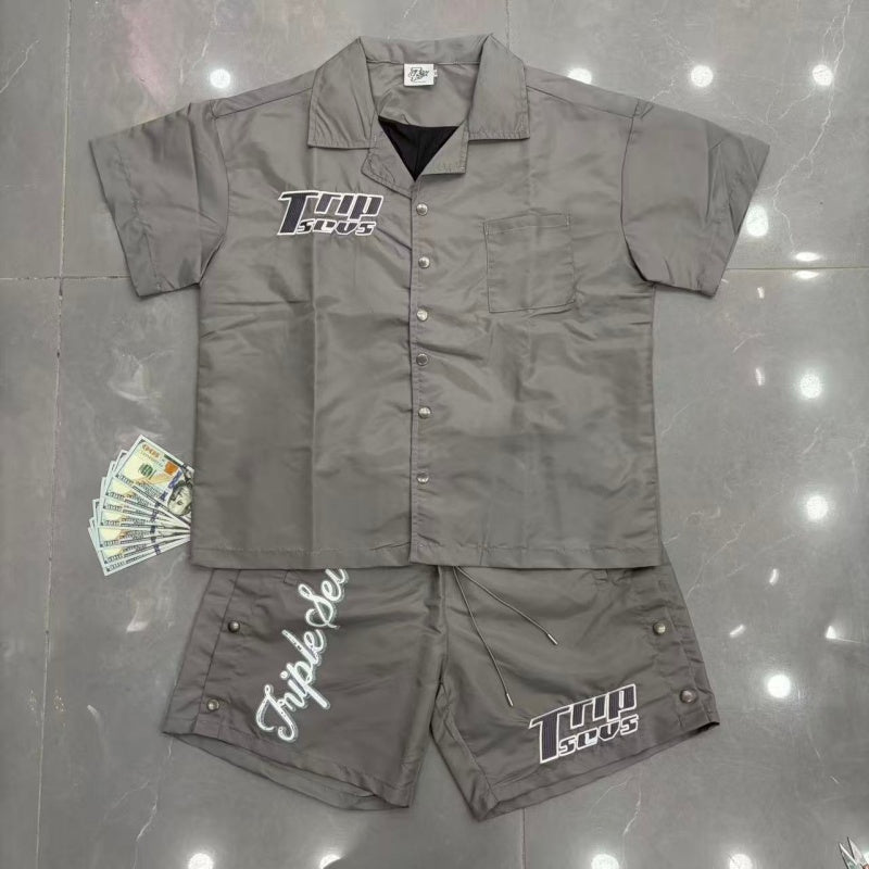 TRIPLE SEVENS T Shirts embroidery shorts set