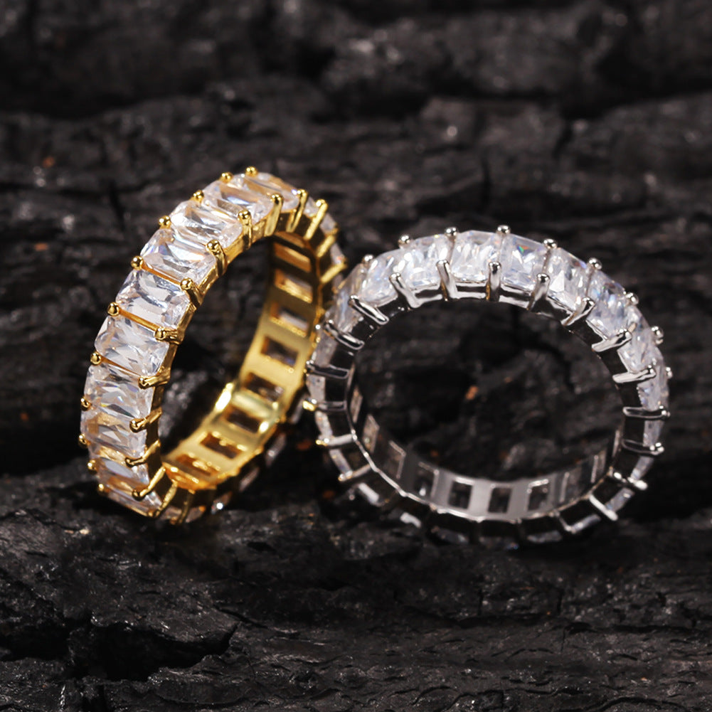 Rings Rap Men's Square Zircon Ring Hiphop St. Valentine's