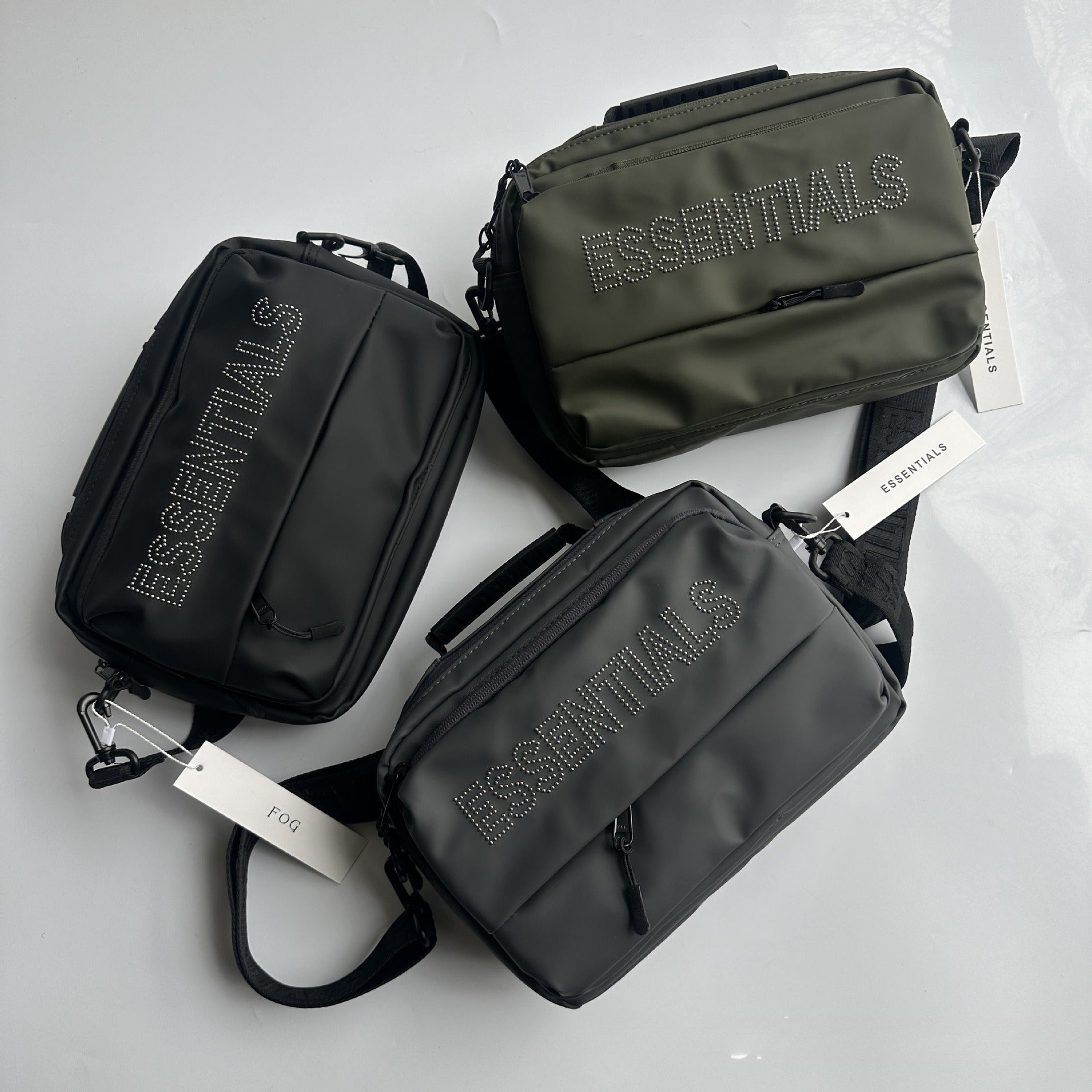 FOG ESSENTIALS Bag Crossbody Men's and Women's Fashion and Casual Multifunctional Shoulder Bag Solid Color Leather
