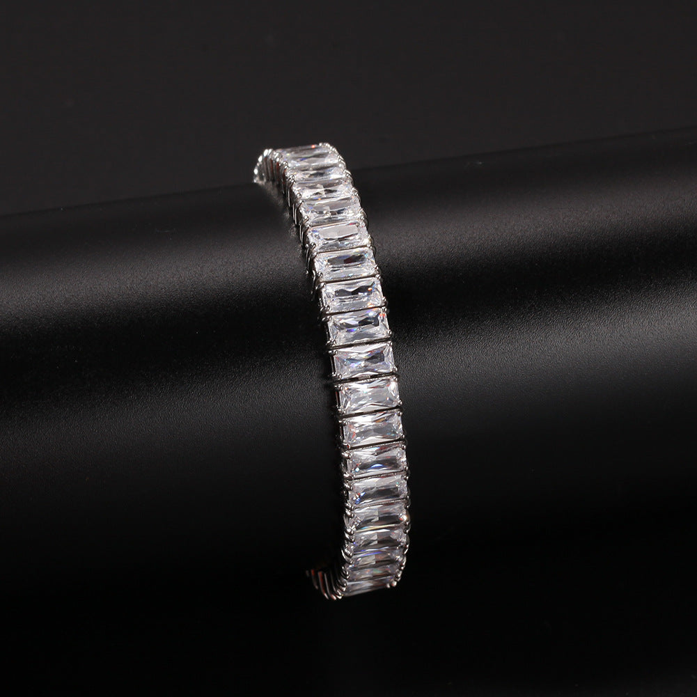 Bracelet Gold Plated Square Zircon Stainless Steel Bracelet Hip Hop Spectrum St. Valentine's