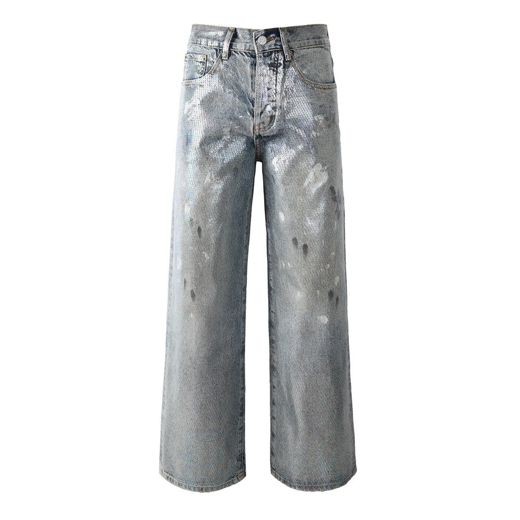 Mens trendy purple jeans, 100% cotton Rhinestones #108