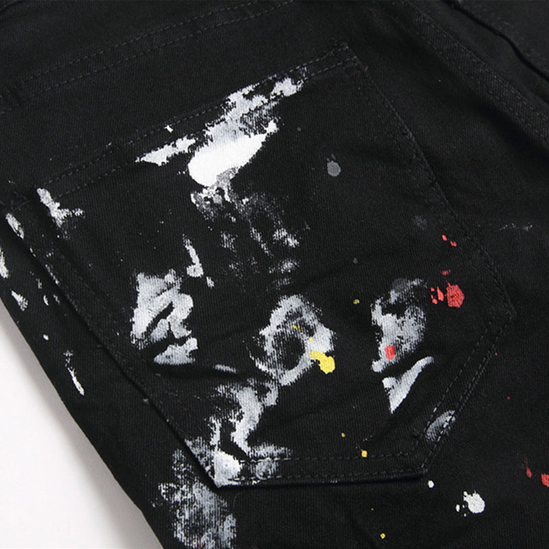 Mens Fashion Jeans White graffiti S8286#
