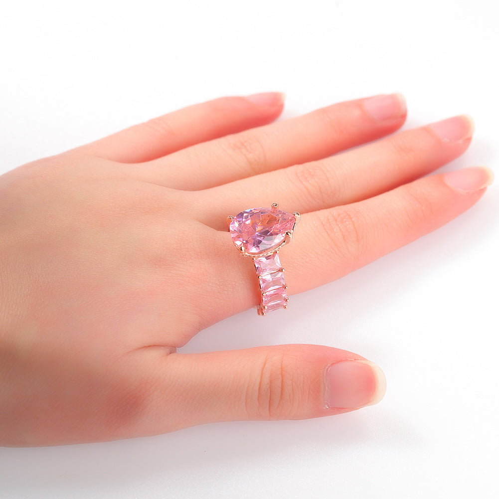 Rings Square Zirconium Hip Hop Ring Single Row Zircon St. Valentine's