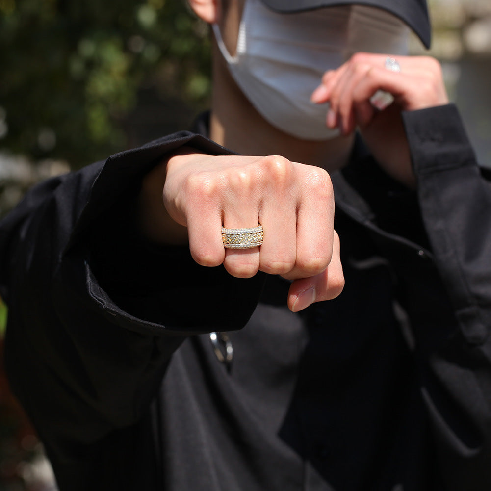 Rings Hip Hop Micro Zircon Rotatable Cuban Ring Spectrum Royalty