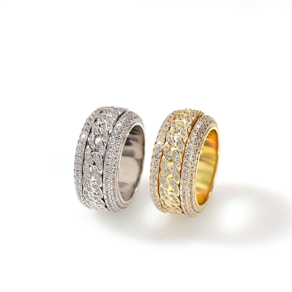 Rings Hip Hop Micro Zircon Rotatable Cuban Ring Spectrum Royalty