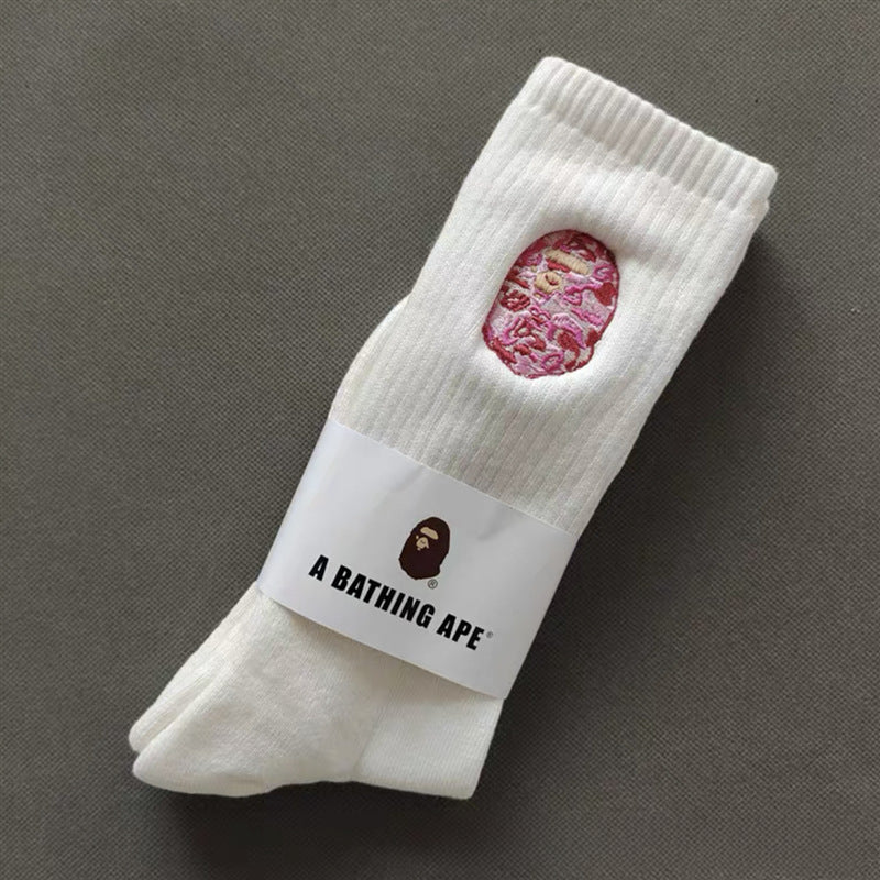 Bape Socks Male Female Medium Tall Tube