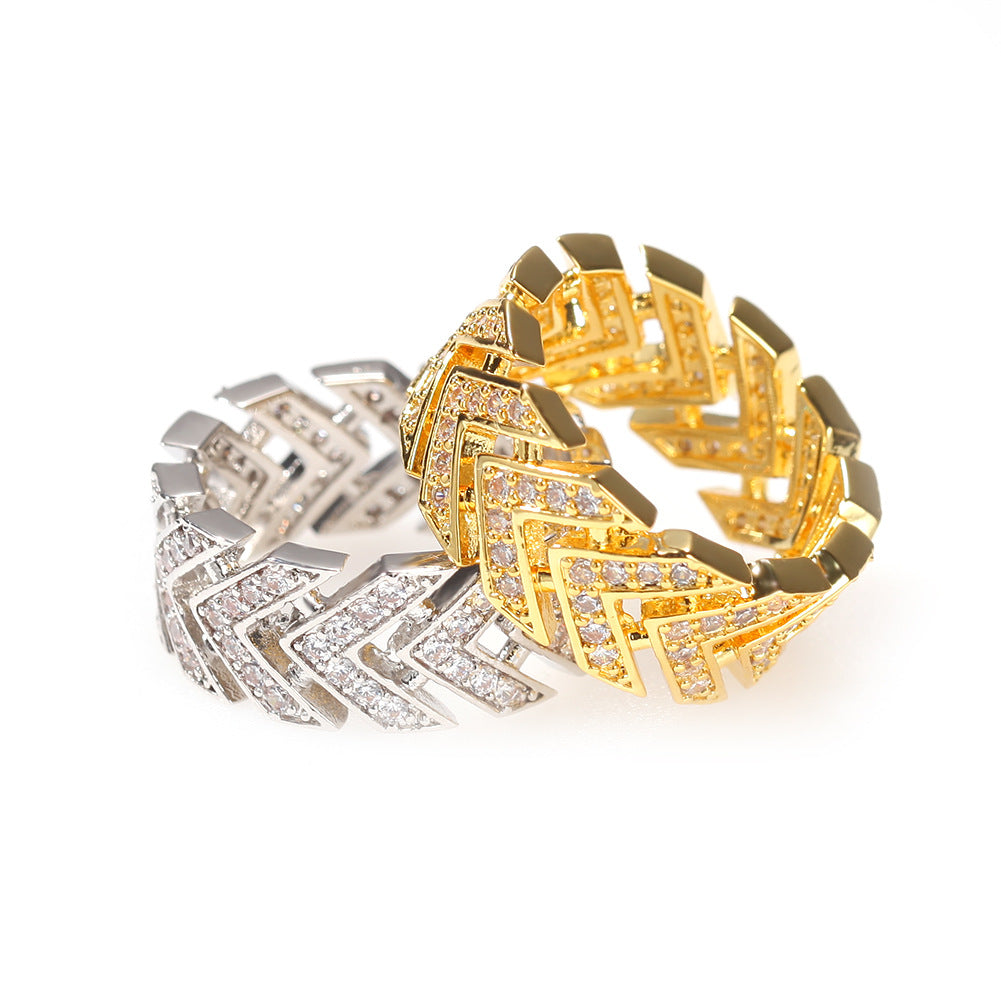 Rings Vintage Gold Plated Arrow Copper Zircon Ring Spectrum St. Valentine's