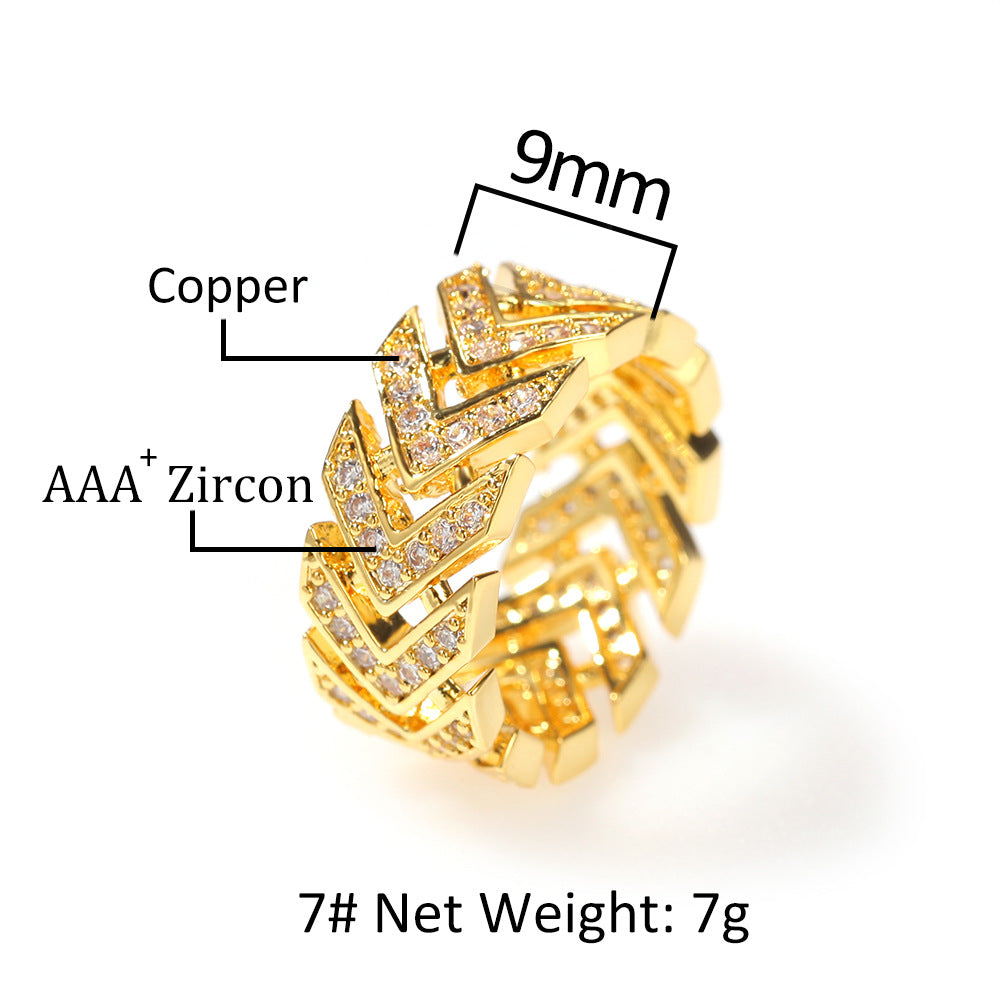 Rings Vintage Gold Plated Arrow Copper Zircon Ring Spectrum St. Valentine's