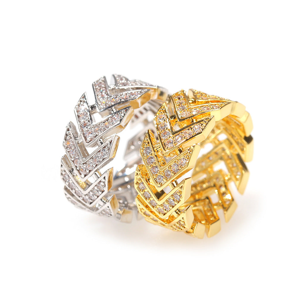 Rings Vintage Gold Plated Arrow Copper Zircon Ring Spectrum St. Valentine's