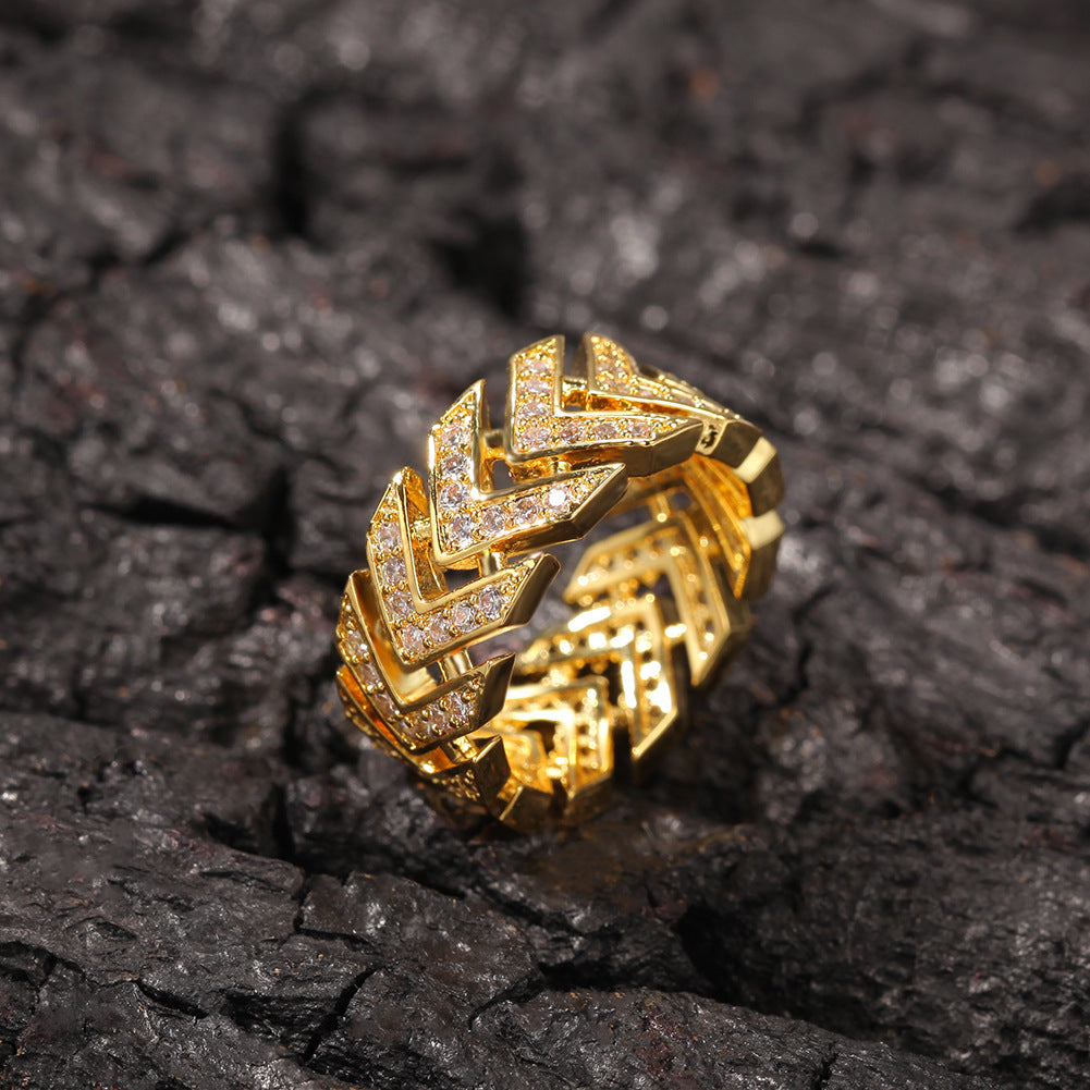 Rings Vintage Gold Plated Arrow Copper Zircon Ring Spectrum St. Valentine's