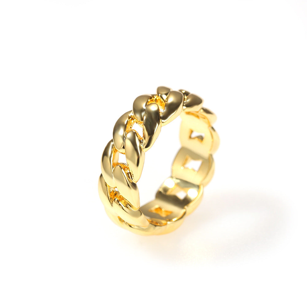Rings Glossy Cuban Chain Ring Copper St. Valentine's