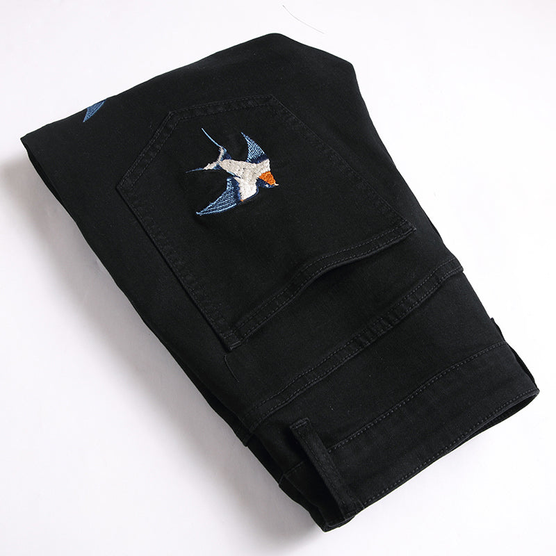 Mens Fashion Jeans Birdprint embroidery 5707#