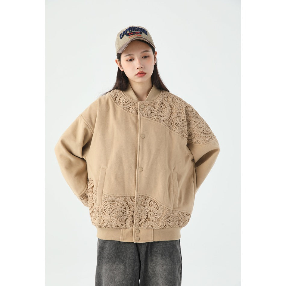 Unisex Jacket Vintage Baseball Jacket Men Baggy Coat