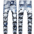 Mens Fashion Jeans Embroidered street graffiti 7118#