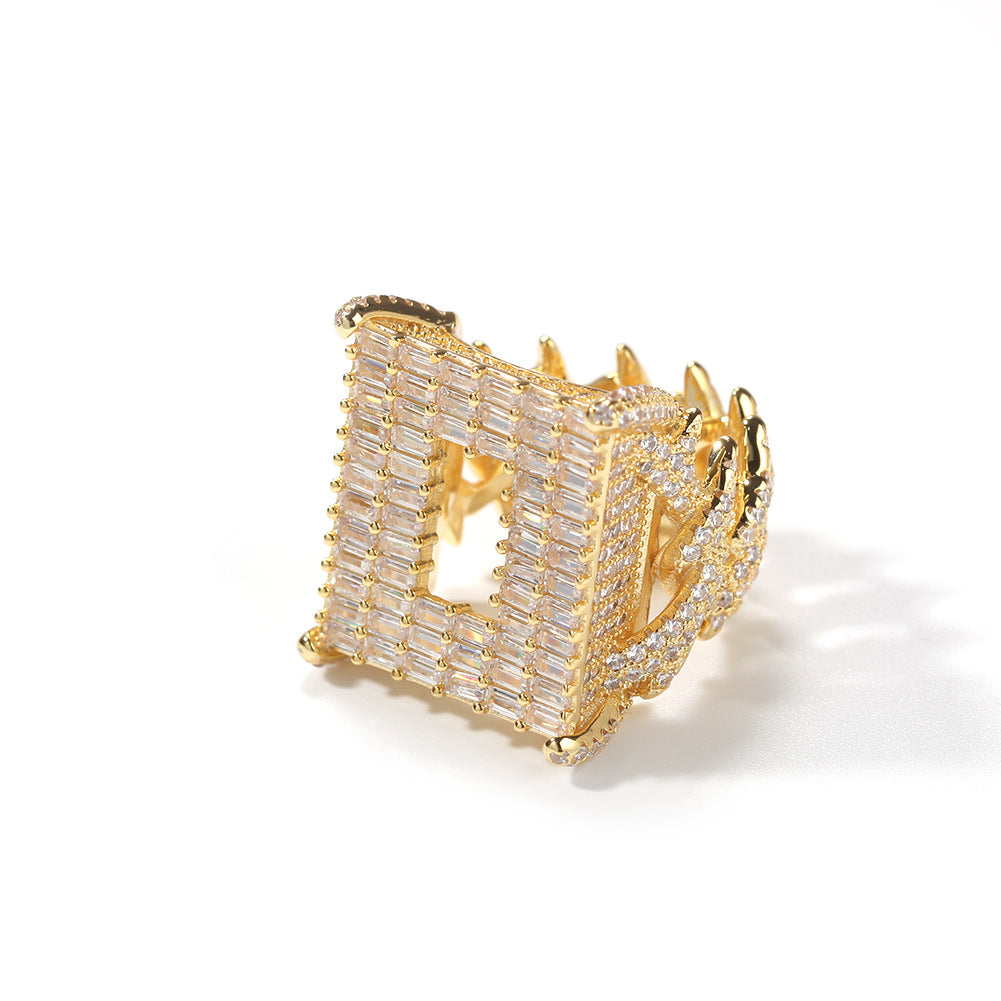 Rings Square Zirconium Jewelry Back Ring Hip Hop Spectrum