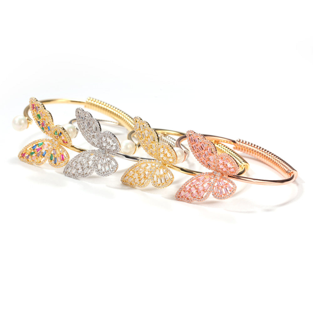 Bracelet Butterfly Bracelet Adjustable Bracelet Copper Zircon Animal Spectrum St. Valentine's
