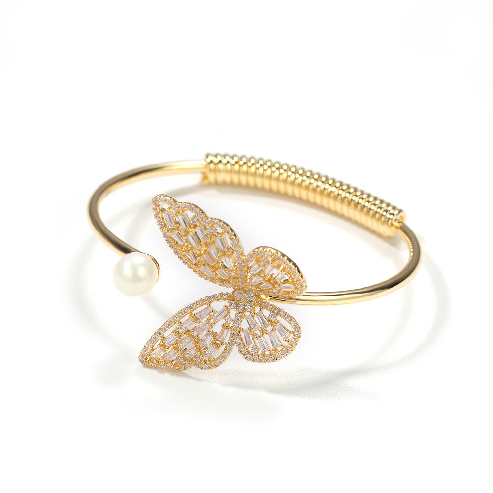 Bracelet Butterfly Bracelet Adjustable Bracelet Copper Zircon Animal Spectrum St. Valentine's