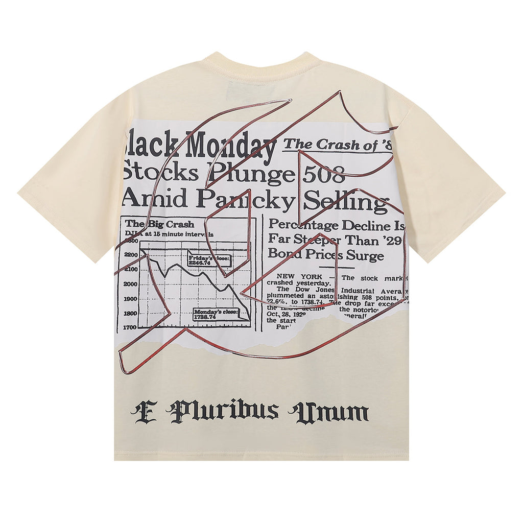 Godspeed T Shirts Newspaper Skull Printing Cotton Casual Short Sleeves Men and Women