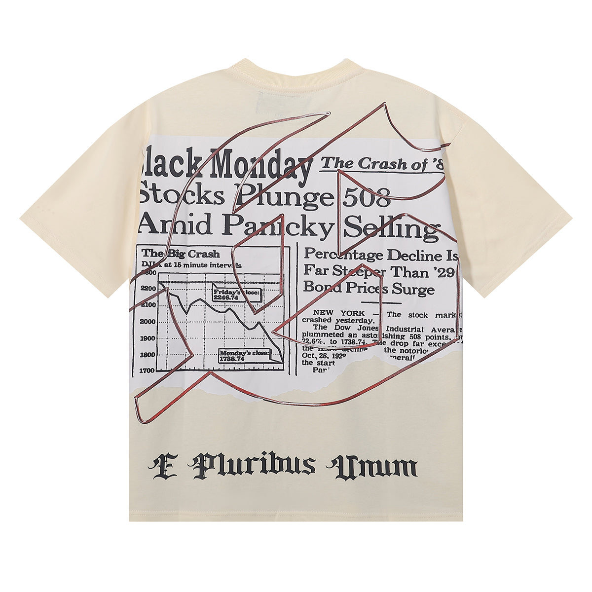 Godspeed T Shirts Newspaper Skull Printing Cotton Casual Short Sleeves Men and Women