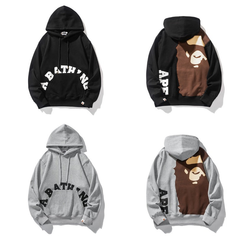 Bathing Ape Hoodie Man Alphabet Print Solid Color Shark