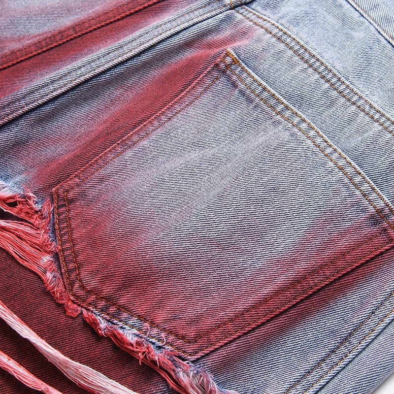 Mens Fashion Jeans Colorful Destructive Ribbons 5715#