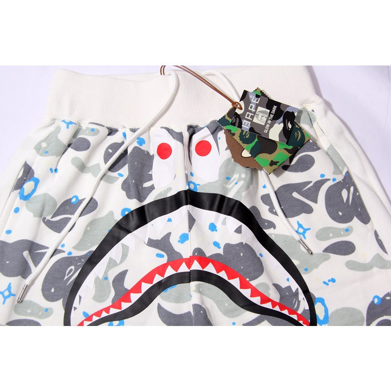 Bathing ape Bape Shorts Camo luminous shark mouth shorts five-point pants straight beach pants
