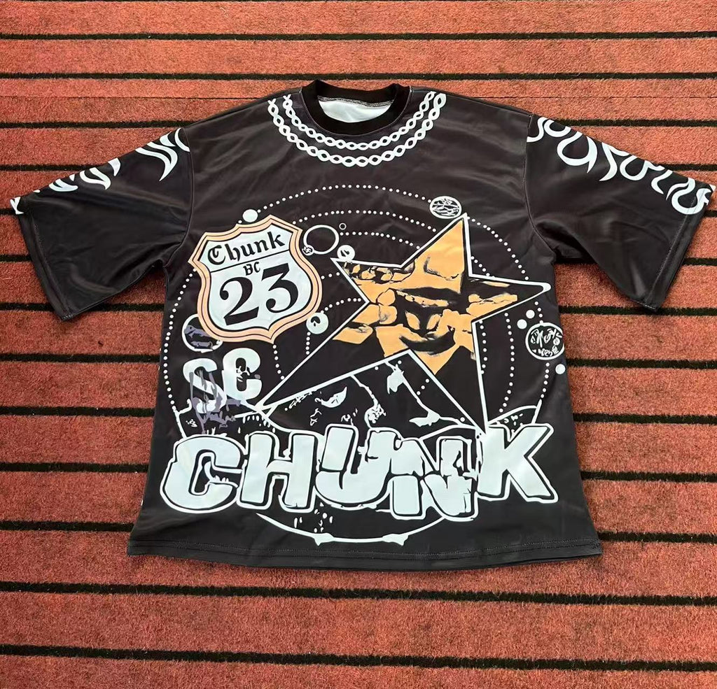 Street T Shirts Washed Old Oversize Hip Hop Skateboard Anime Print Short Sleeve