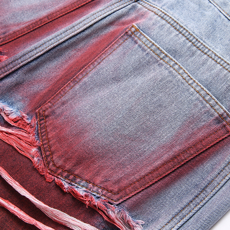 Mens Fashion Jeans Colorful Destructive Ribbons 5715#
