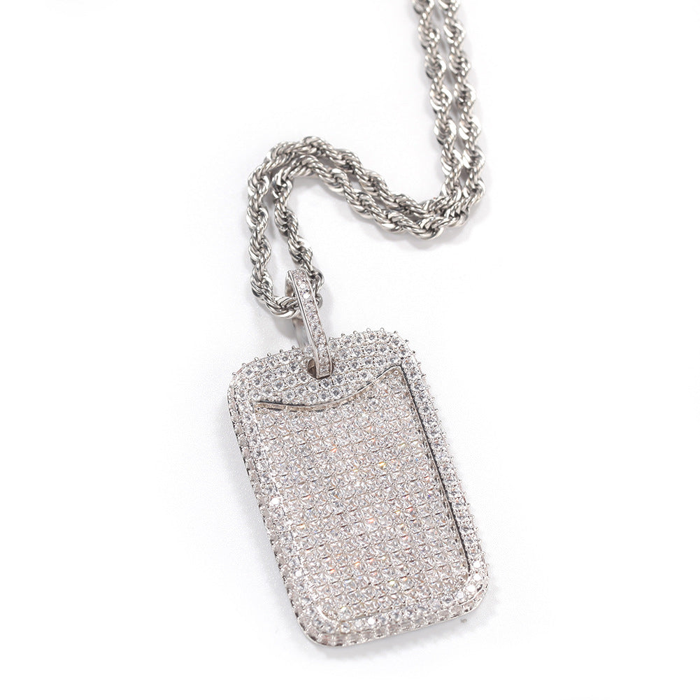 Jewelry Summer Heavy Industry Design Green Zircon Square Pendant Royalty Spectrum
