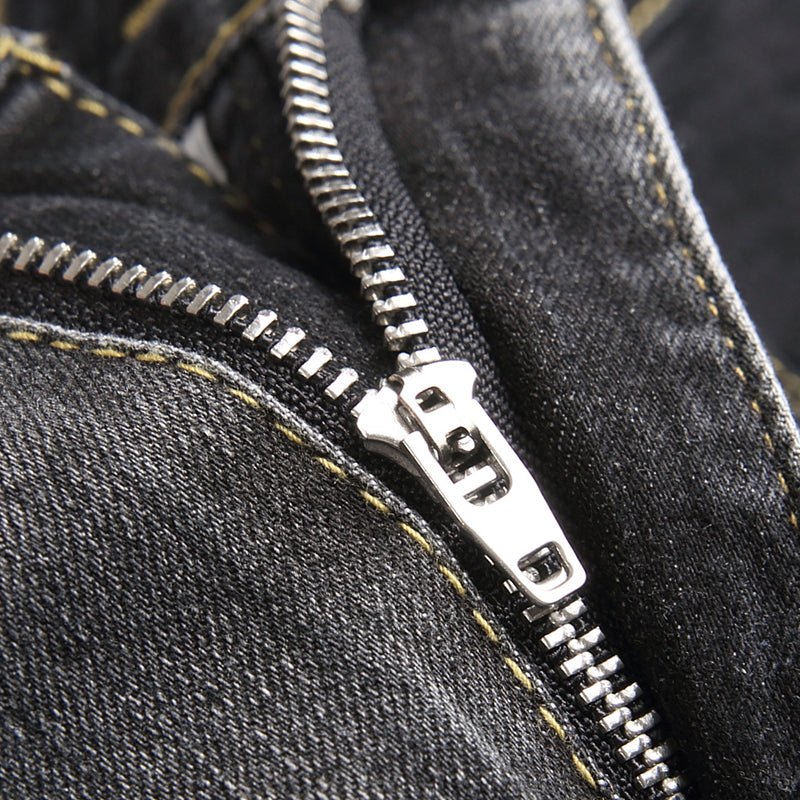Mens Fashion Jeans Black and gray color blocking 5706#
