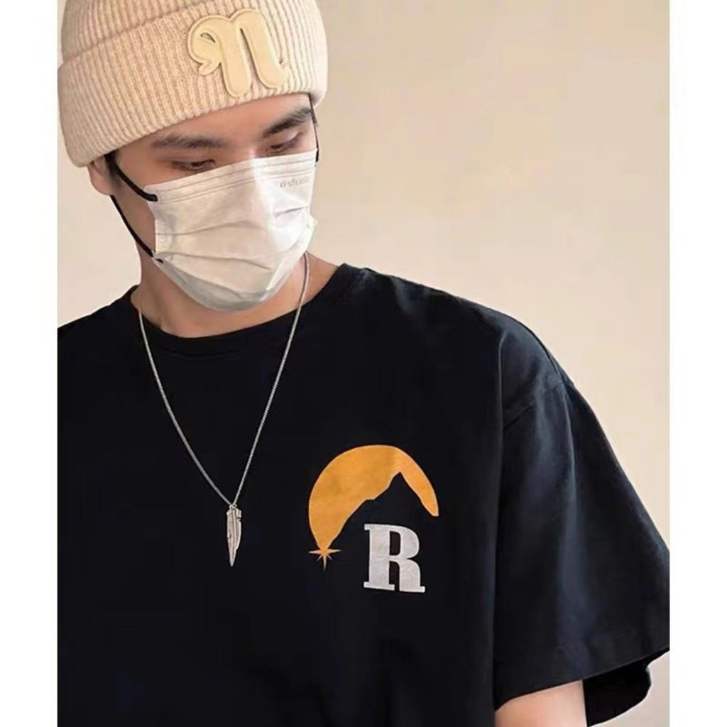 Rhude T Shirt Classic Sunset Theme Printed Short Sleeve T-Shirt