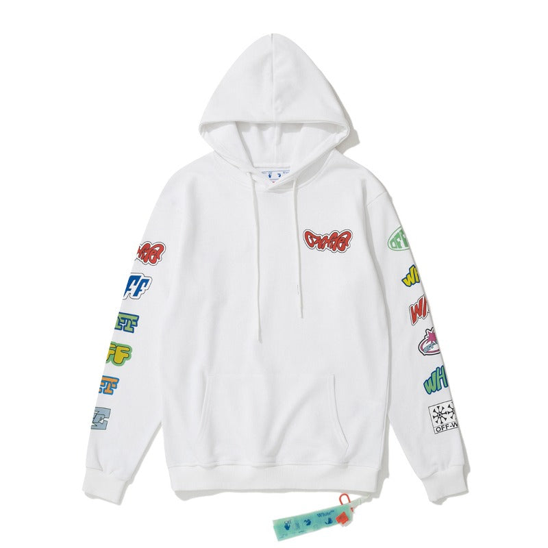 OW  hoodie Slogan Cartoon Arrow Pattern Pullover Hood