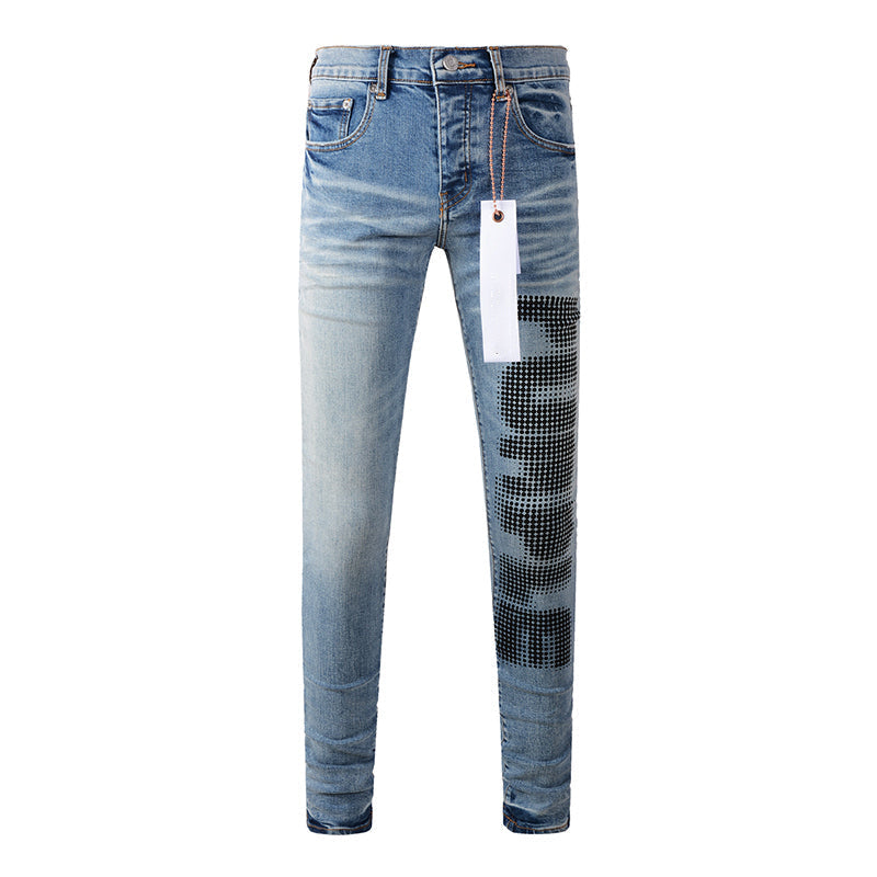 Mens trendy purple jeans, 100% cotton Pure Cotton High Street Trend
