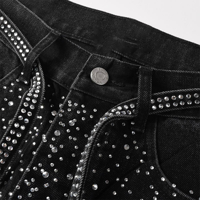 Mens trendy purple jeans, 100% cotton Rhinestones #9128