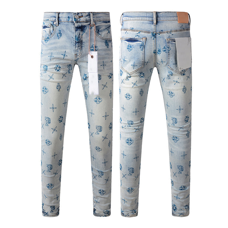 Mens trendy purple jeans, 100% cotton Pure Cotton High Street Trend
