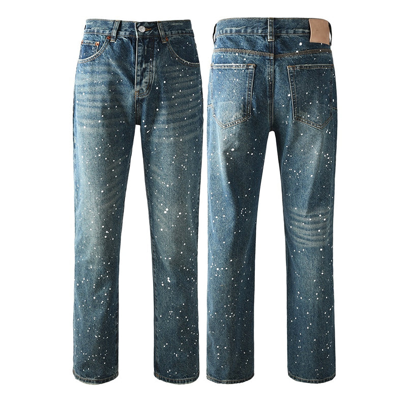 Mens trendy purple jeans, 100% cotton Jeans Rhinestones #9139