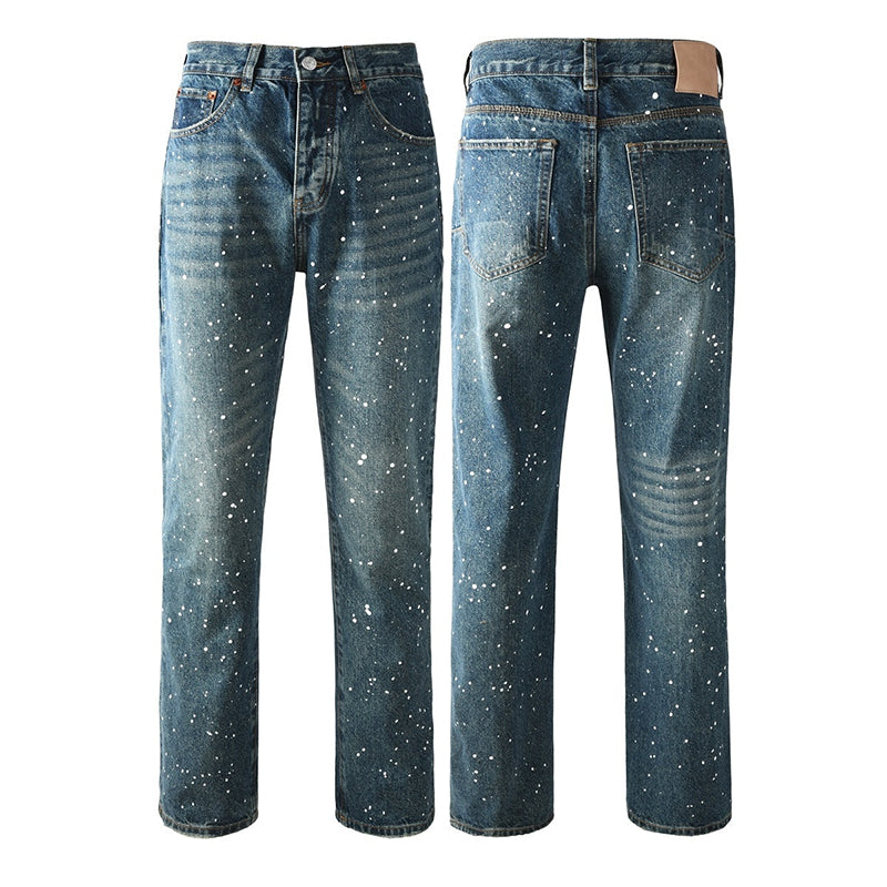 Mens trendy purple jeans, 100% cotton Rhinestones #9139