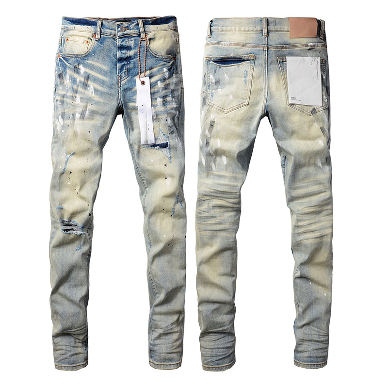 Mens trendy purple jeans, 100% cotton Pure Cotton High Street Trend