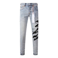 Mens trendy purple jeans, 100% cotton Pure Cotton High Street Trend