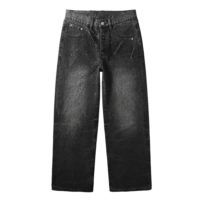 Mens trendy purple jeans, 100% cotton Rhinestones #105