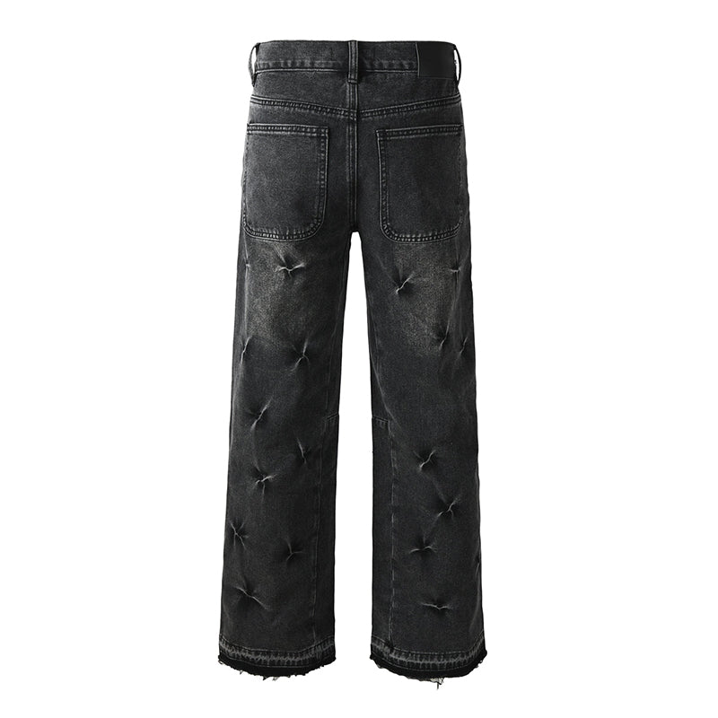 Mens trendy purple jeans, 100% cotton High Street Distressed