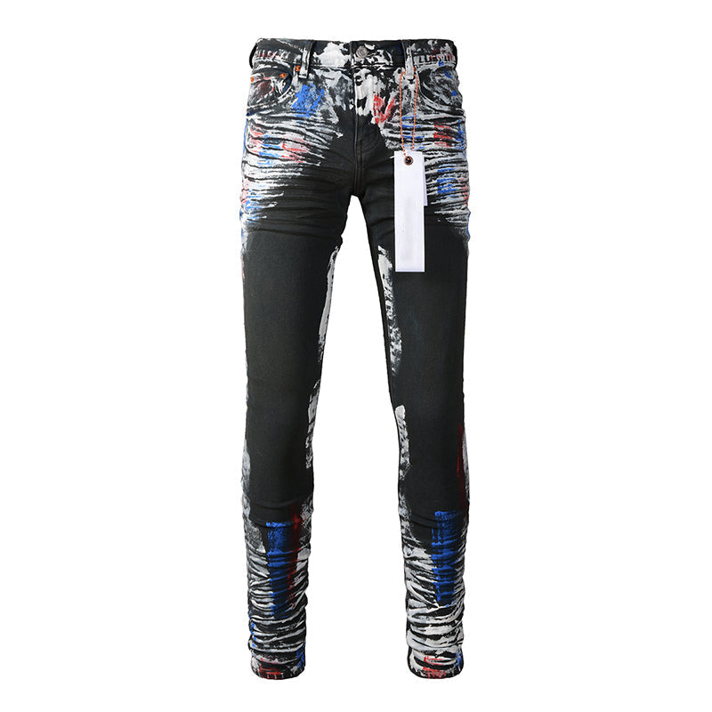 Mens trendy purple jeans, 100% cotton Pure Cotton High Street Trend