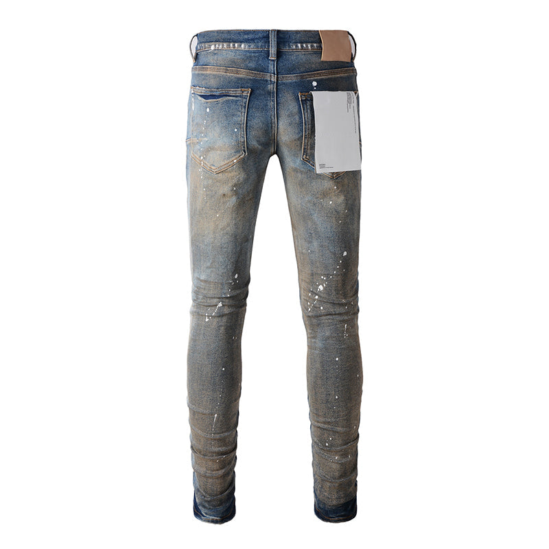 Mens trendy purple jeans, 100% cotton Pure Cotton High Street Trend