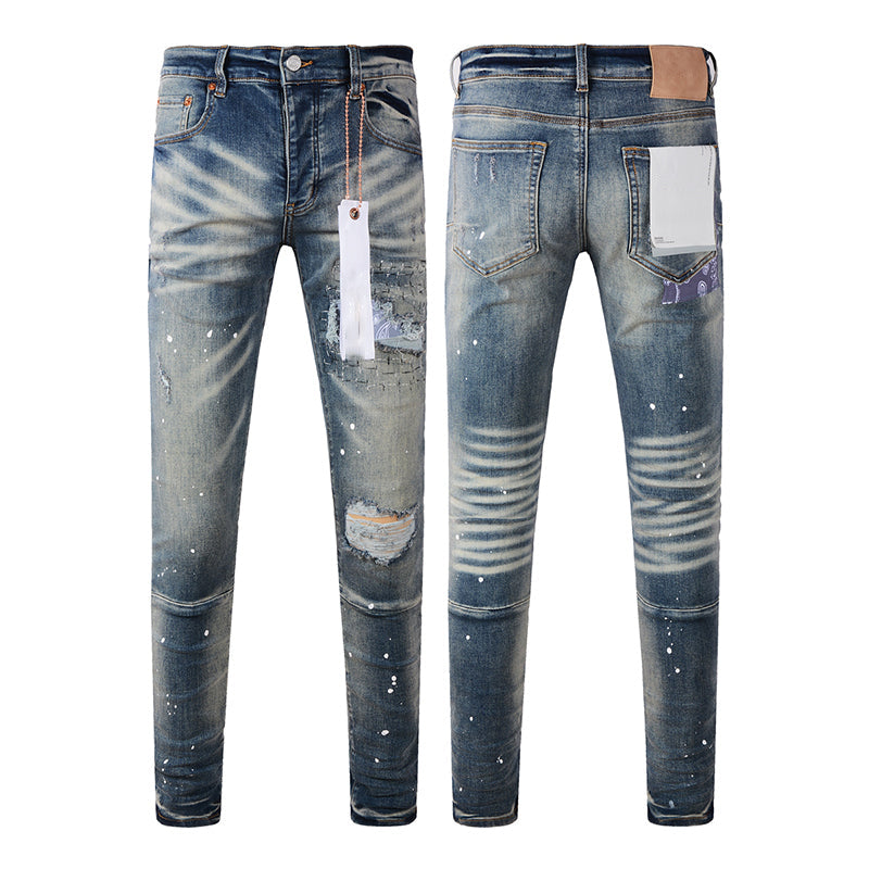 Mens trendy purple jeans, 100% cotton Pure Cotton High Street Trend