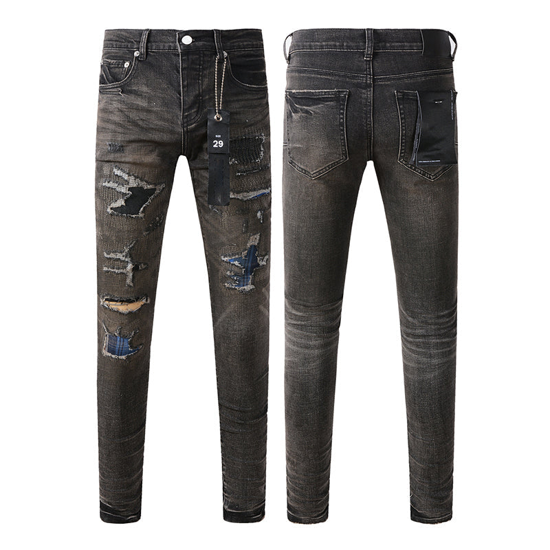 Mens trendy purple jeans, 100% cotton Pure Cotton High Street Trend