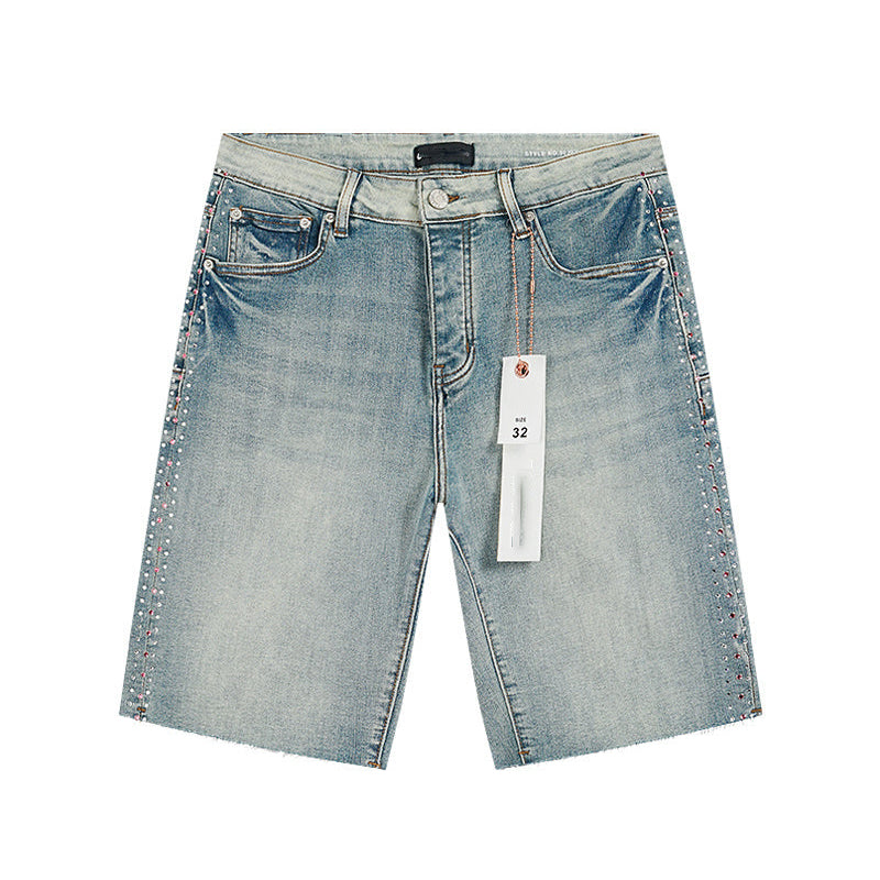Mens trendy purple jeans, 100% cotton Denim Shorts #PU513