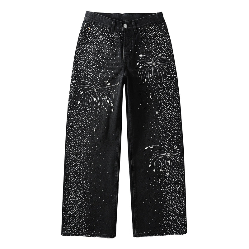 Mens trendy purple jeans, 100% cotton Jeans Rhinestones #9125